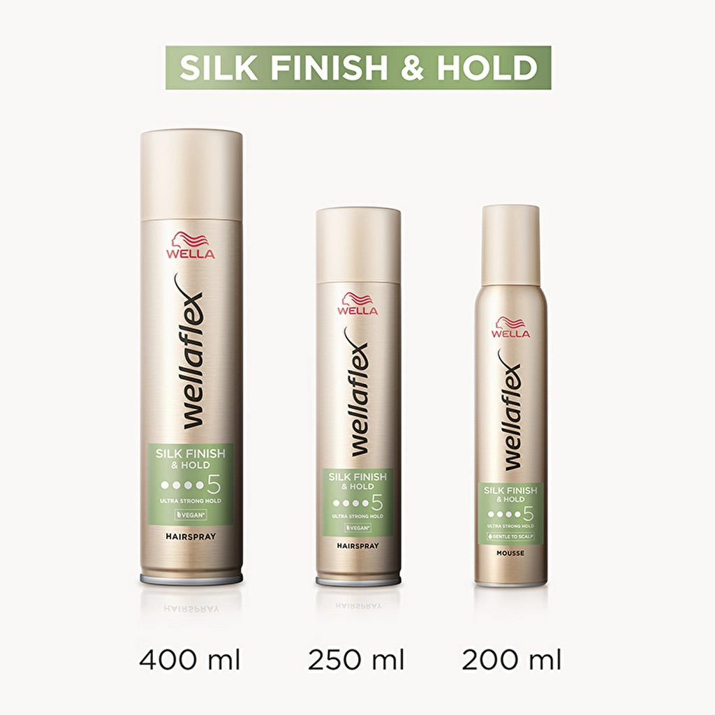 Wella Wellaflex Silk Finish &amp; Hold Hair Mousse Providing Silky Finish and Hold Ultra Strong Hold 200 ml - 5/5 Hold