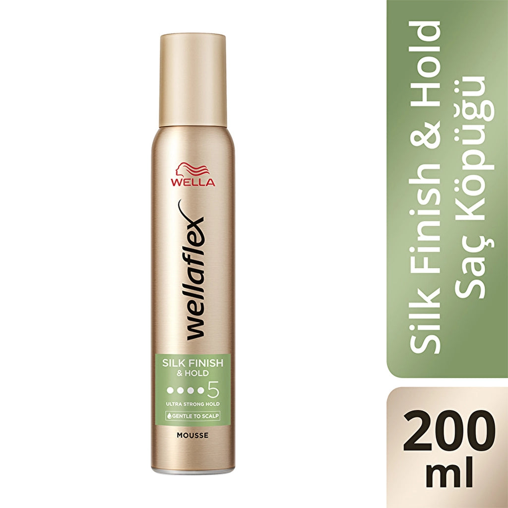 Wella Wellaflex Silk Finish &amp; Hold Hair Mousse Providing Silky Finish and Hold Ultra Strong Hold 200 ml - 5/5 Hold