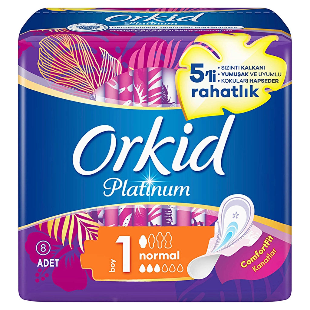 Orkid Platinum Winged Normal (Size 1) 8 Pieces Sanitary Pads