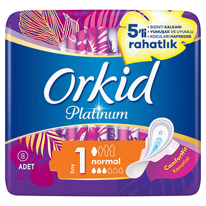 Orkid Platinum Winged Normal (Size 1) 8 Pieces Sanitary Pads