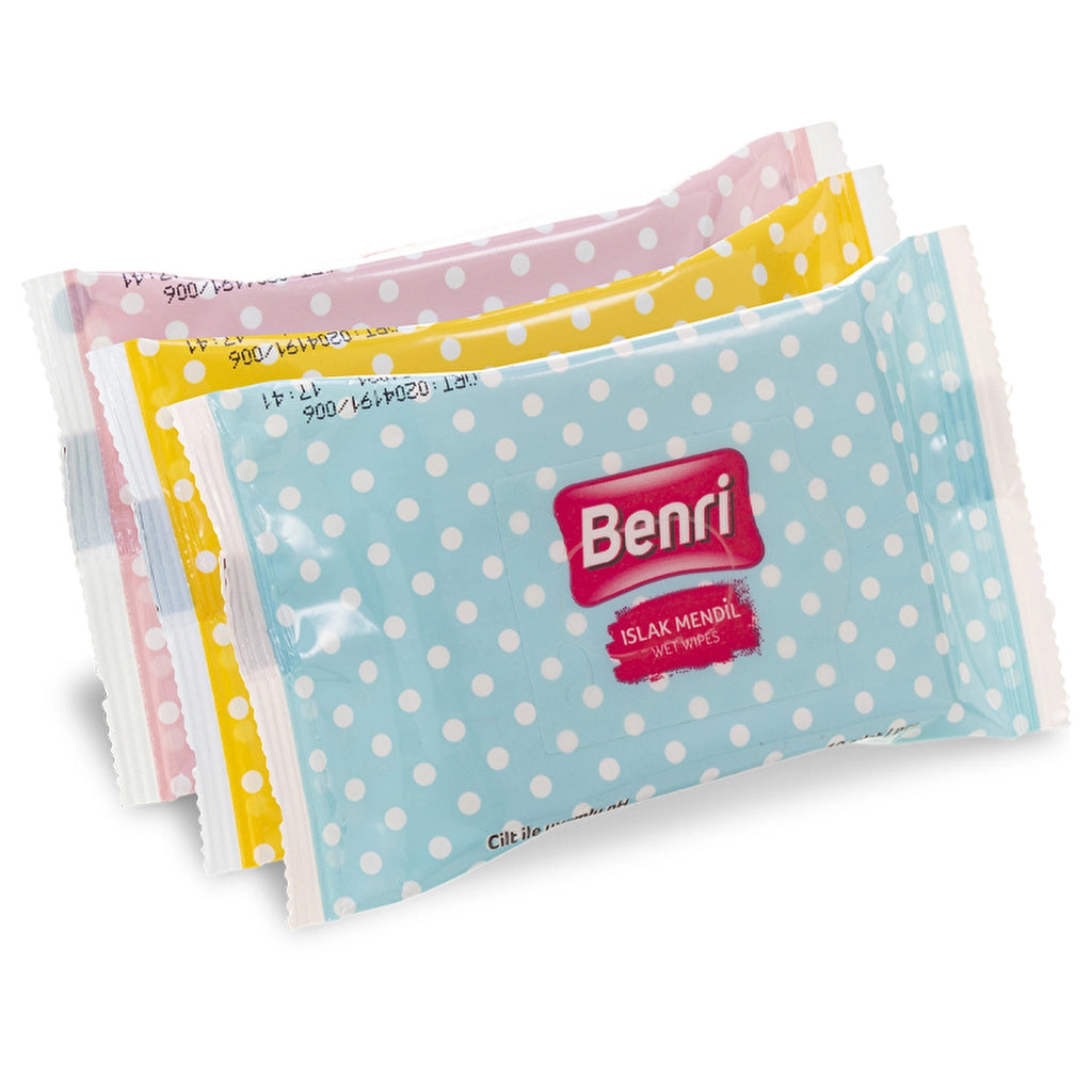Benri Mini Wet Pocket Wipes Set of 3