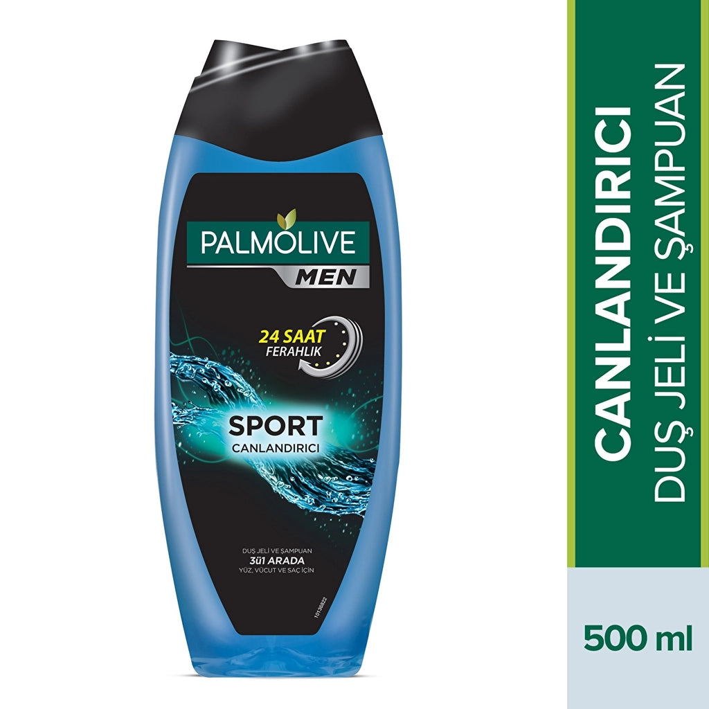 Palmolive Men Sport 3 in 1 Shower Gel and Shampoo for Face, Body and Hair 500 ml