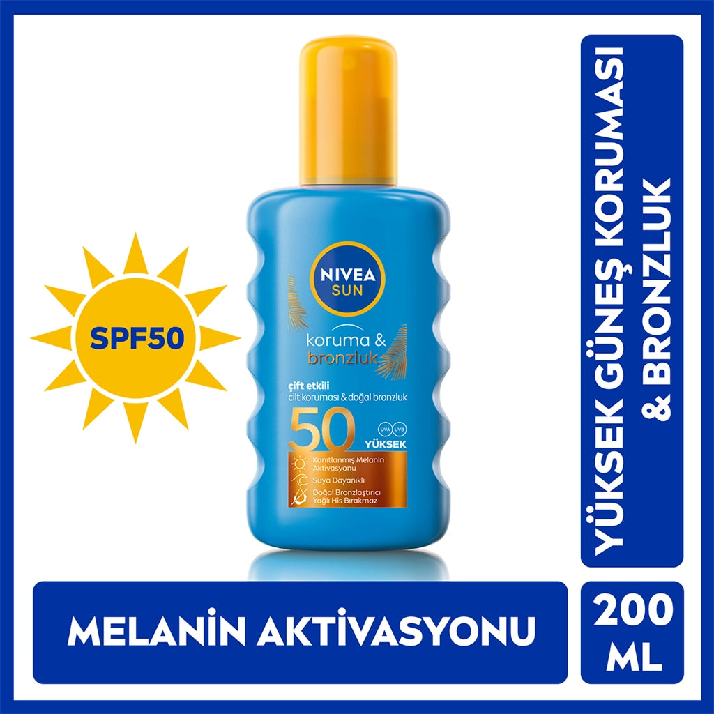Nivea Sun SPF50 Sunscreen and Tan Sunscreen Spray 200 ml