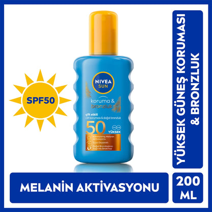Nivea Sun SPF50 Sunscreen and Tan Sunscreen Spray 200 ml