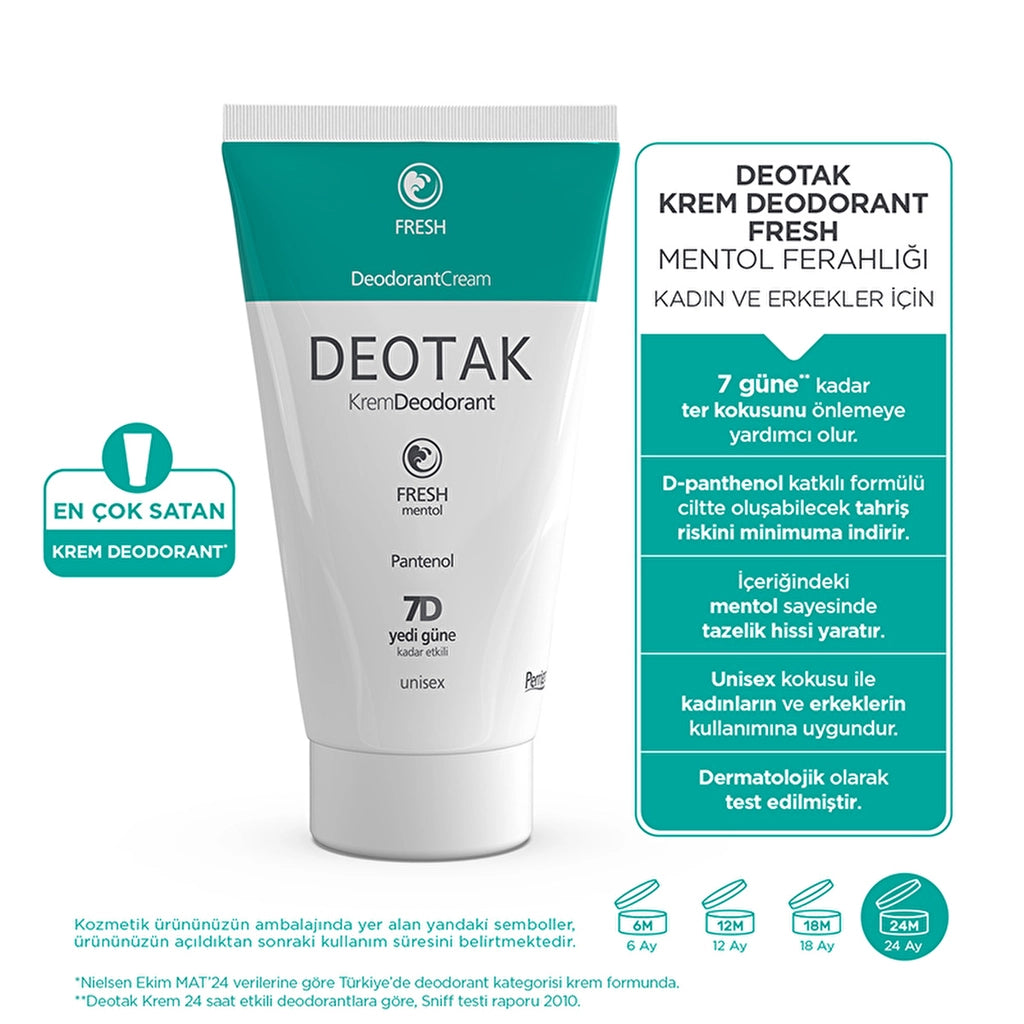 Deotak Unisex Cream Deodorant Fresh 35 ml