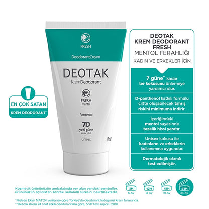 Deotak Unisex Cream Deodorant Fresh 35 ml