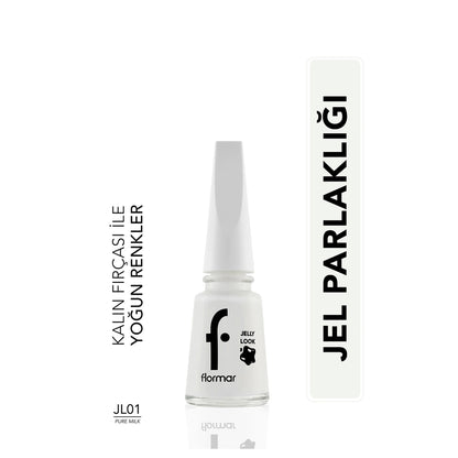 Flormar Jelly Look Intensely Pigmented and Gel Look Nail Polish JL58 Milky
