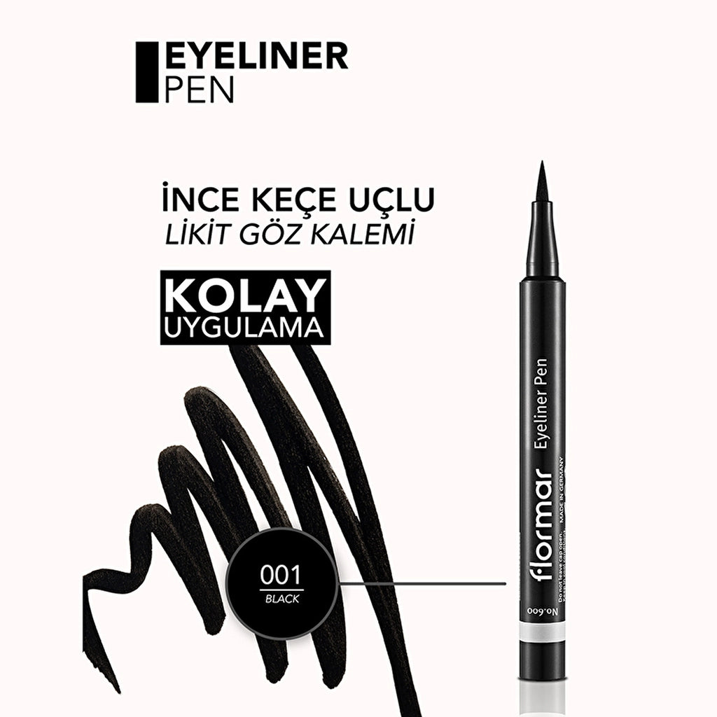 Flormar Intensely Pigmented and Felt Tip Matte Pencil Eyeliner 001 Black