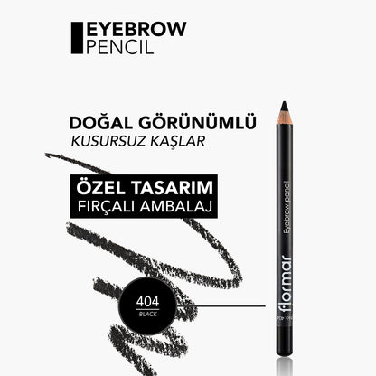 Flormar Eyebrow Pencil with Soft Tip and Diffusing Brush 404 Black