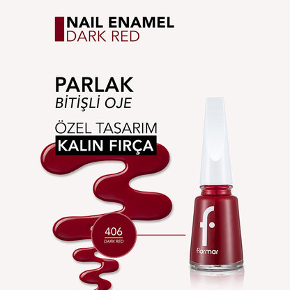 Flormar Nail Enamel Intensely Pigmented Nail Polish 406 Dark Red