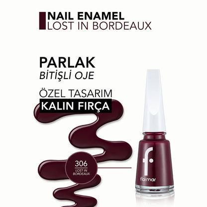 Flormar Nail Enamel Intensely Pigmented Nail Polish 306 Lost In Bordeaux