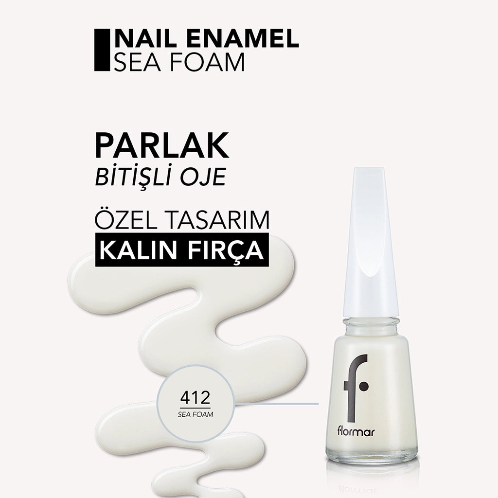 Flormar Nail Enamel Intensely Pigmented Nail Polish 412 Sea Foam