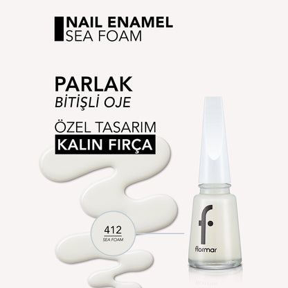 Flormar Nail Enamel Intensely Pigmented Nail Polish 412 Sea Foam
