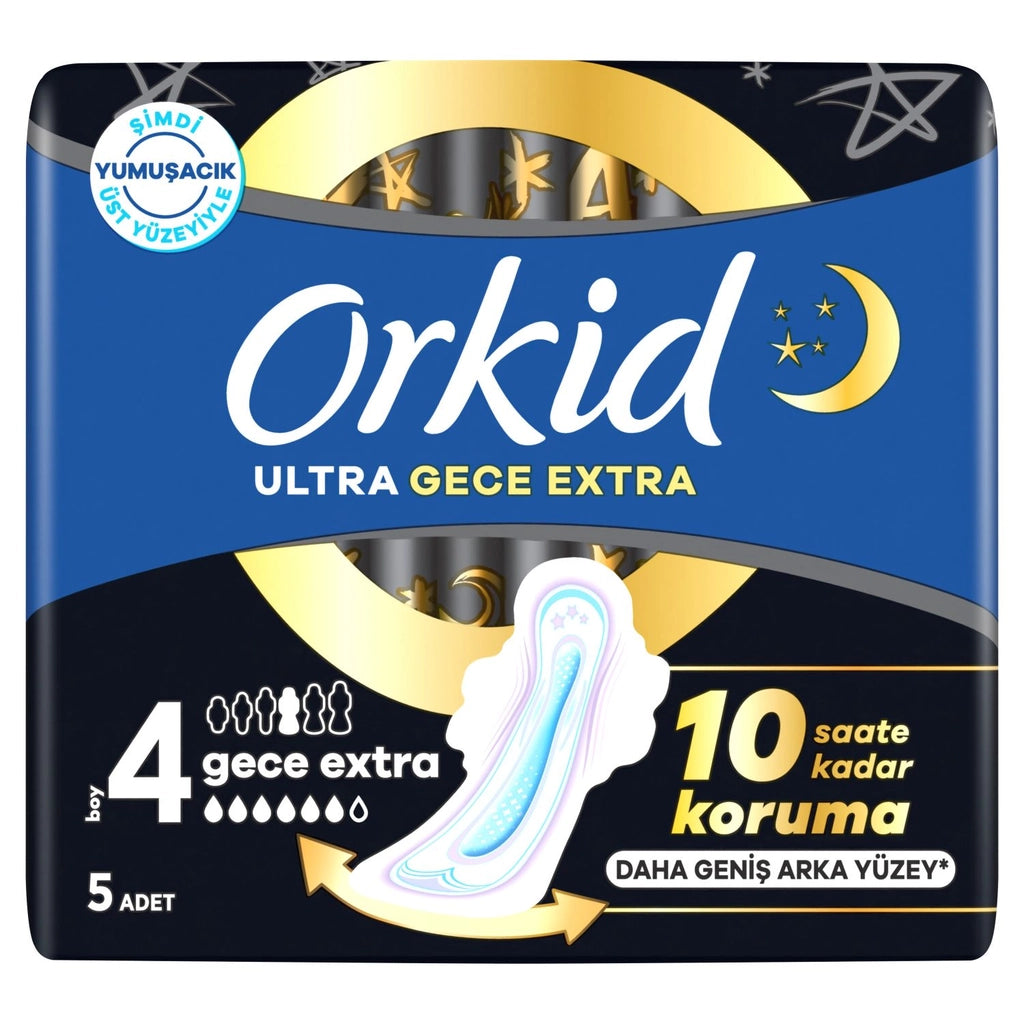 Orkid Ultra Night Extra (Size 4) Winged Sanitary Pad 5 Pieces
