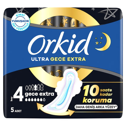 Orkid Ultra Night Extra (Size 4) Winged Sanitary Pad 5 Pieces