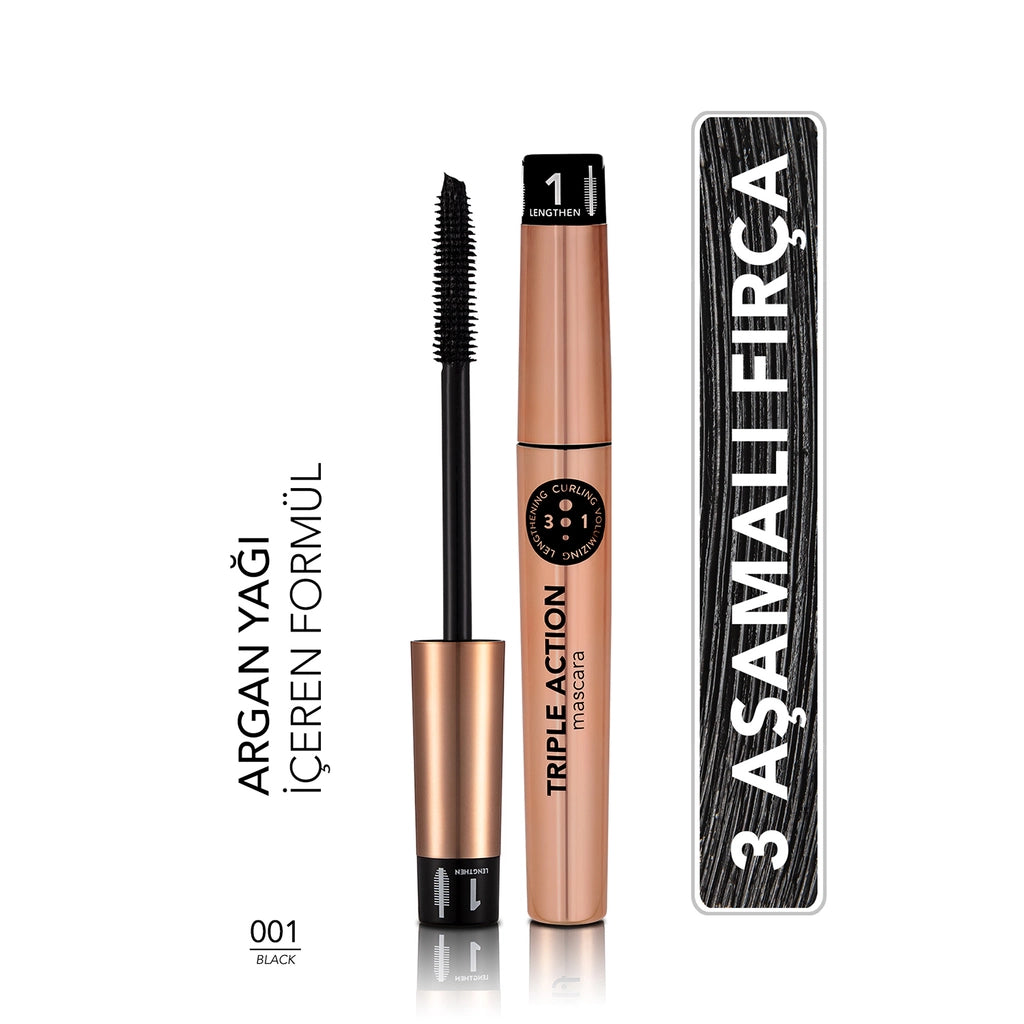 Flormar Triple Action 3 Step Mascara 001 Triple Action Mascara