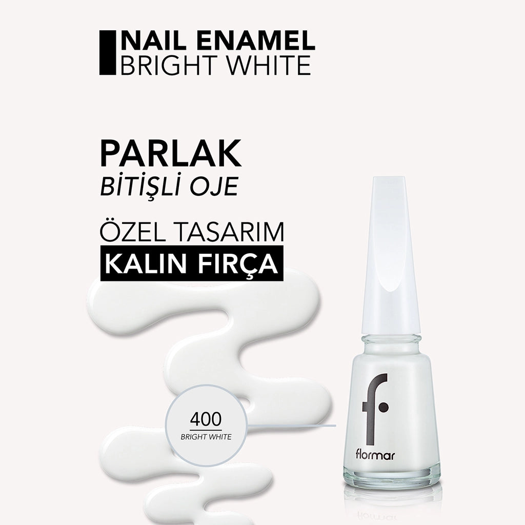 Flormar Nail Enamel Intensely Pigmented Nail Polish 400 Bright White