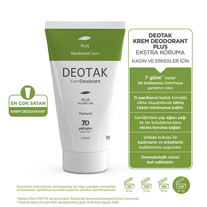 Deotak Unisex Cream Deodorant Plus 35 ml