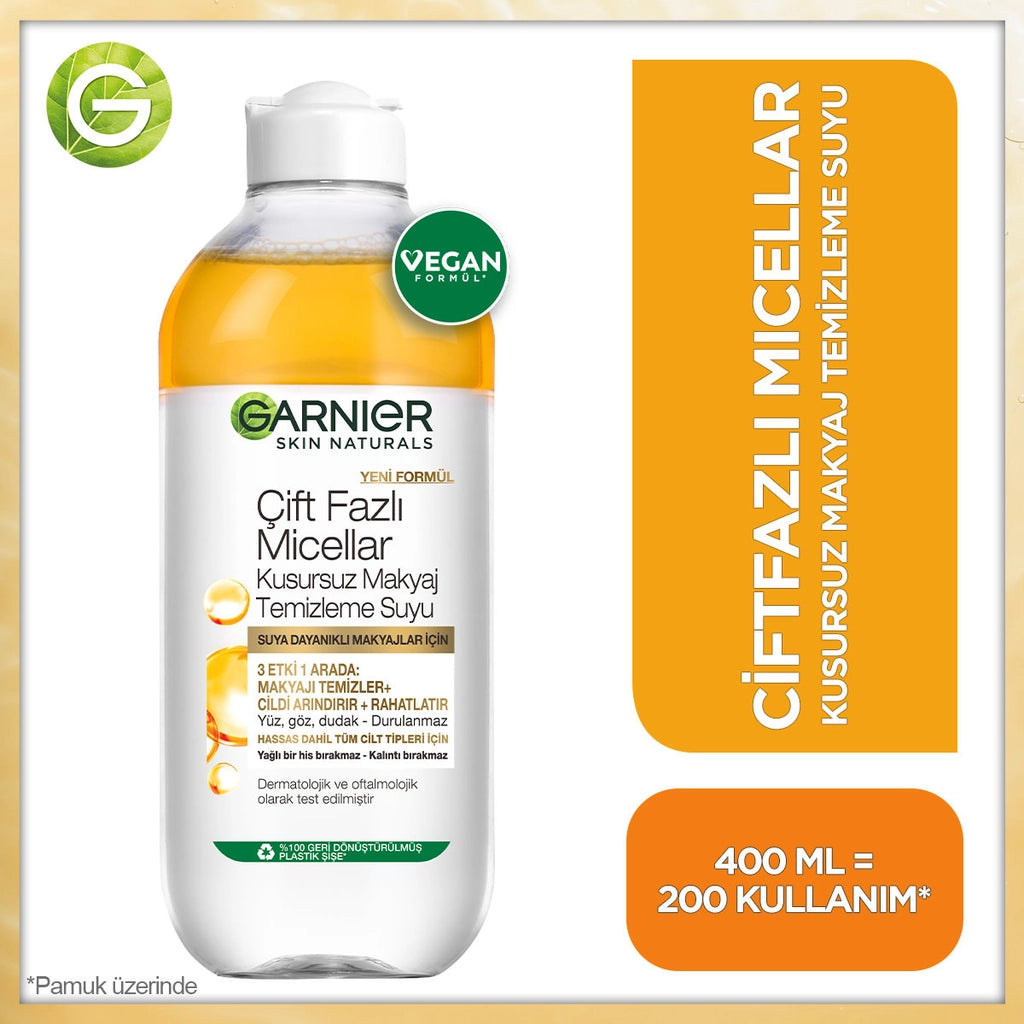 Garnier Dual Phase Micellar Perfect Makeup Cleansing Water 400 ml