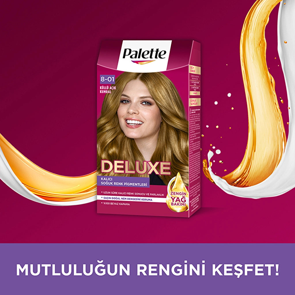 Palette Deluxe Intense Colors Hair Dye 8-01 Ashy Light Auburn