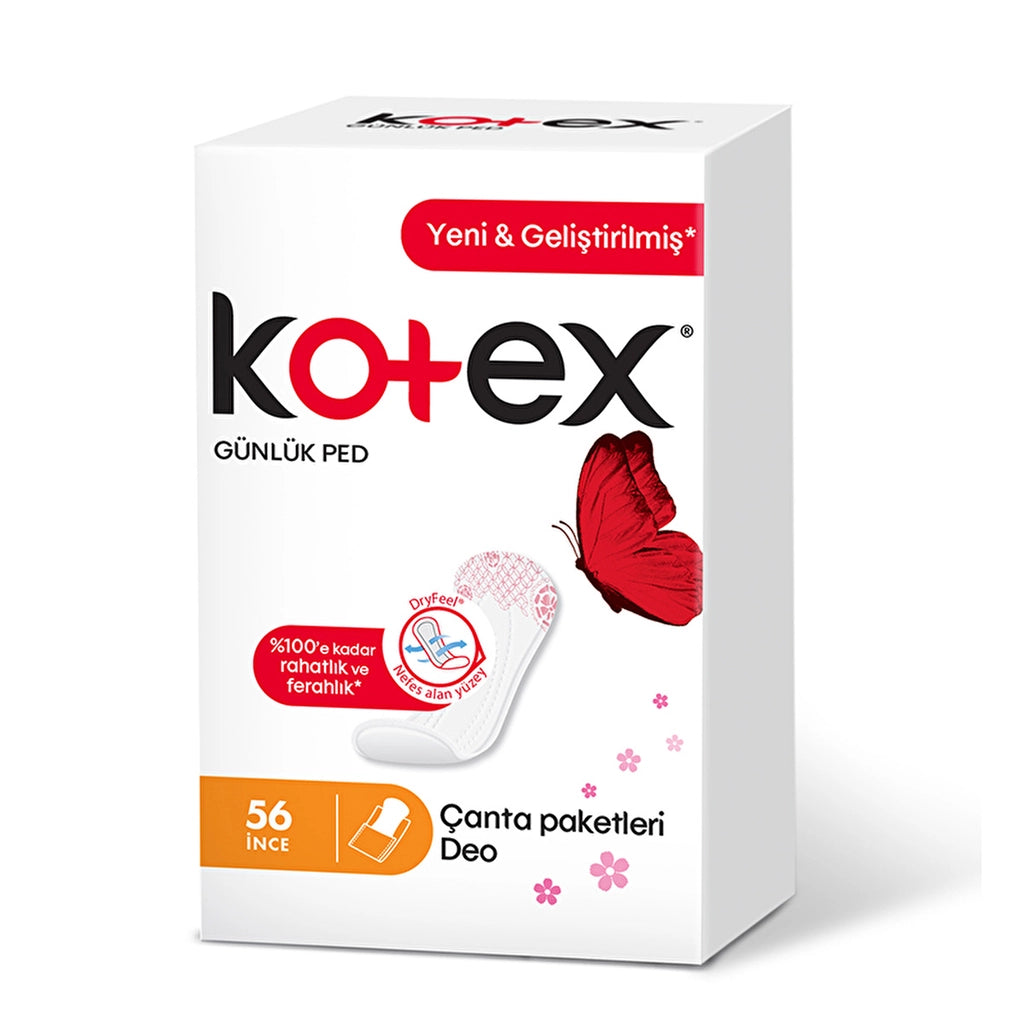 Kotex Daily Pad Thin 56-Piece Bag Packages Deo