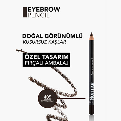 Flormar Eyebrow Pencil with Soft Tip and Diffusion Brush 405 Bitter Brown