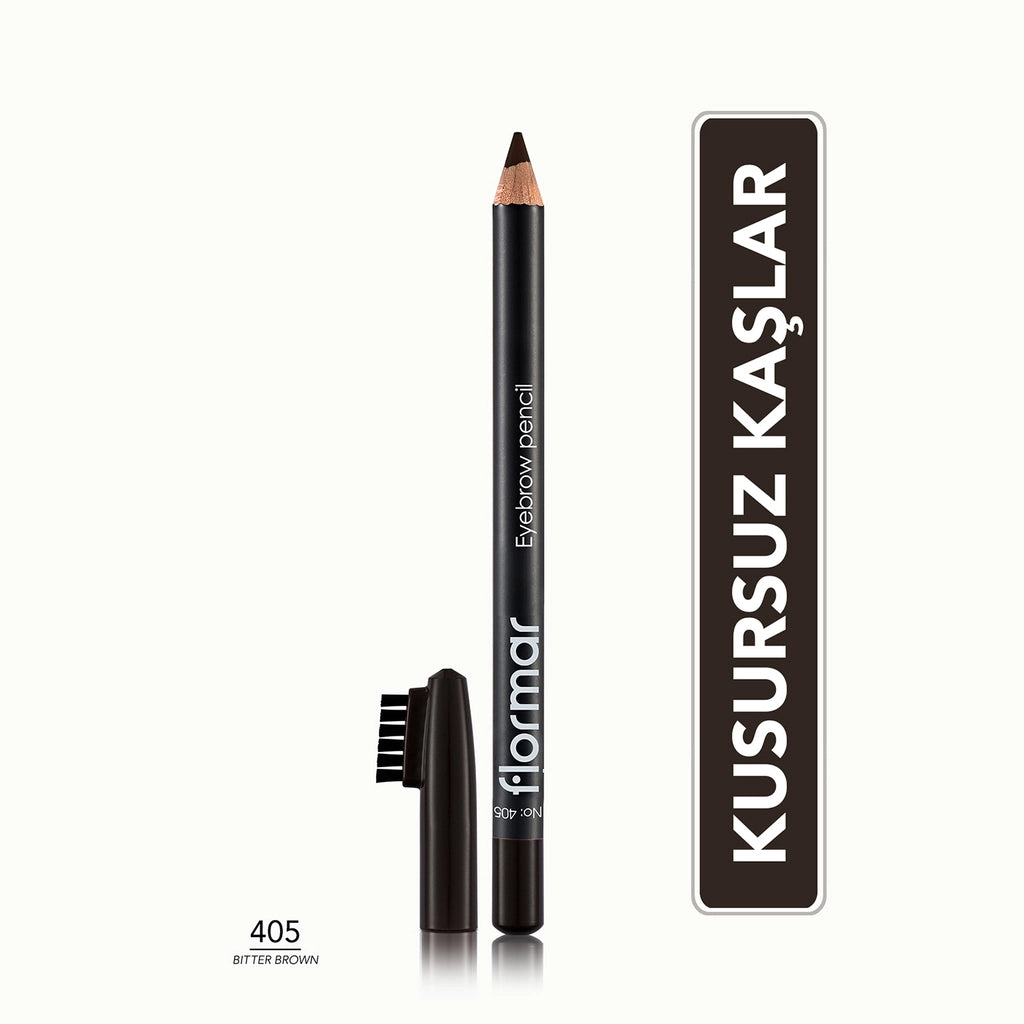 Flormar Eyebrow Pencil with Soft Tip and Diffusion Brush 405 Bitter Brown