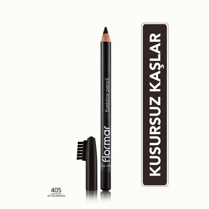 Flormar Eyebrow Pencil with Soft Tip and Diffusion Brush 405 Bitter Brown