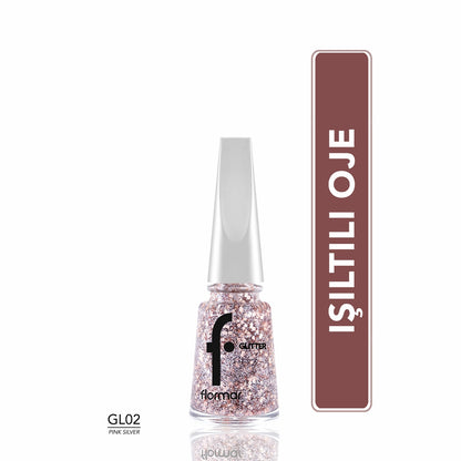 Flormar Glitter Translucent Glitter Nail Polish GL07 Sapphire Shine