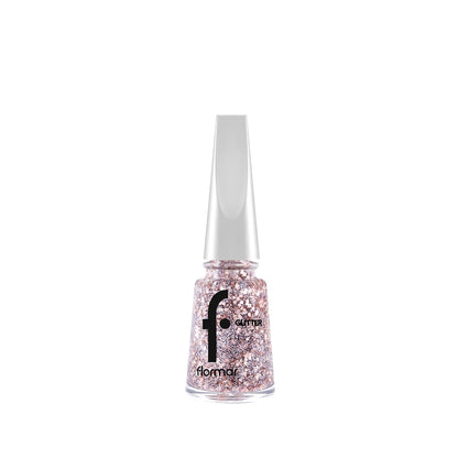 Flormar Glitter Translucent Glitter Nail Polish GL02 Pink Silver