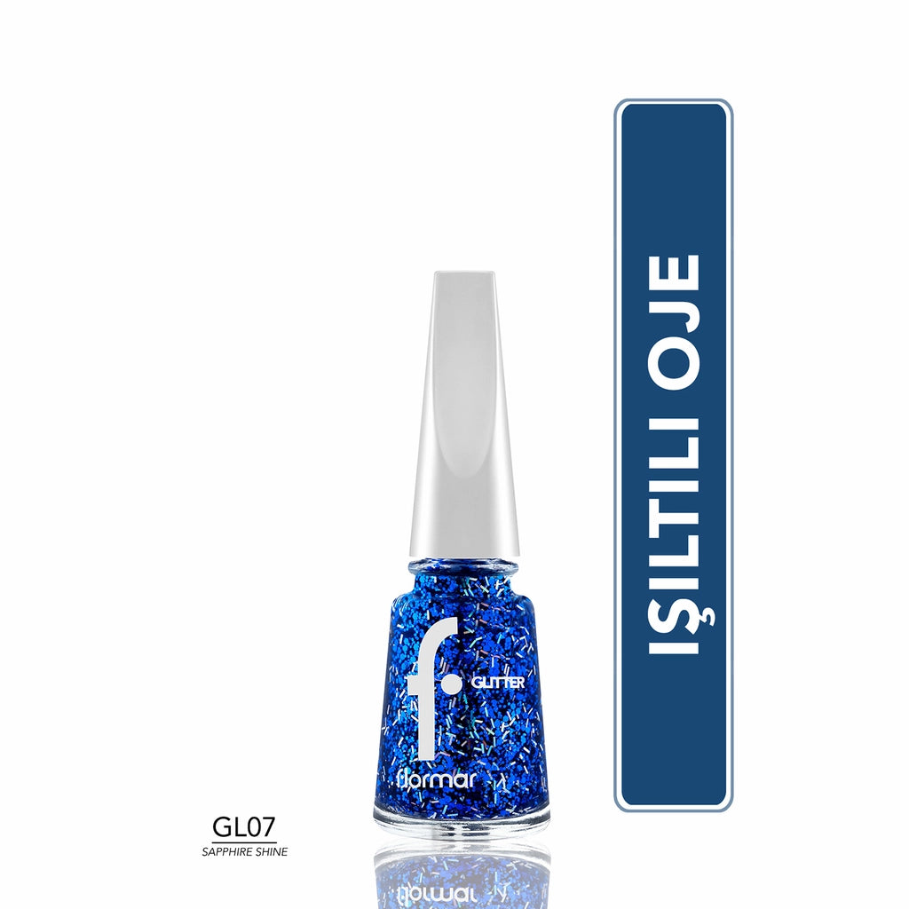 Flormar Glitter Translucent Glitter Nail Polish GL07 Sapphire Shine