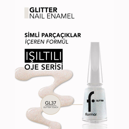 Flormar Glitter Translucent Glitter Nail Polish GL37 Glitter Touch