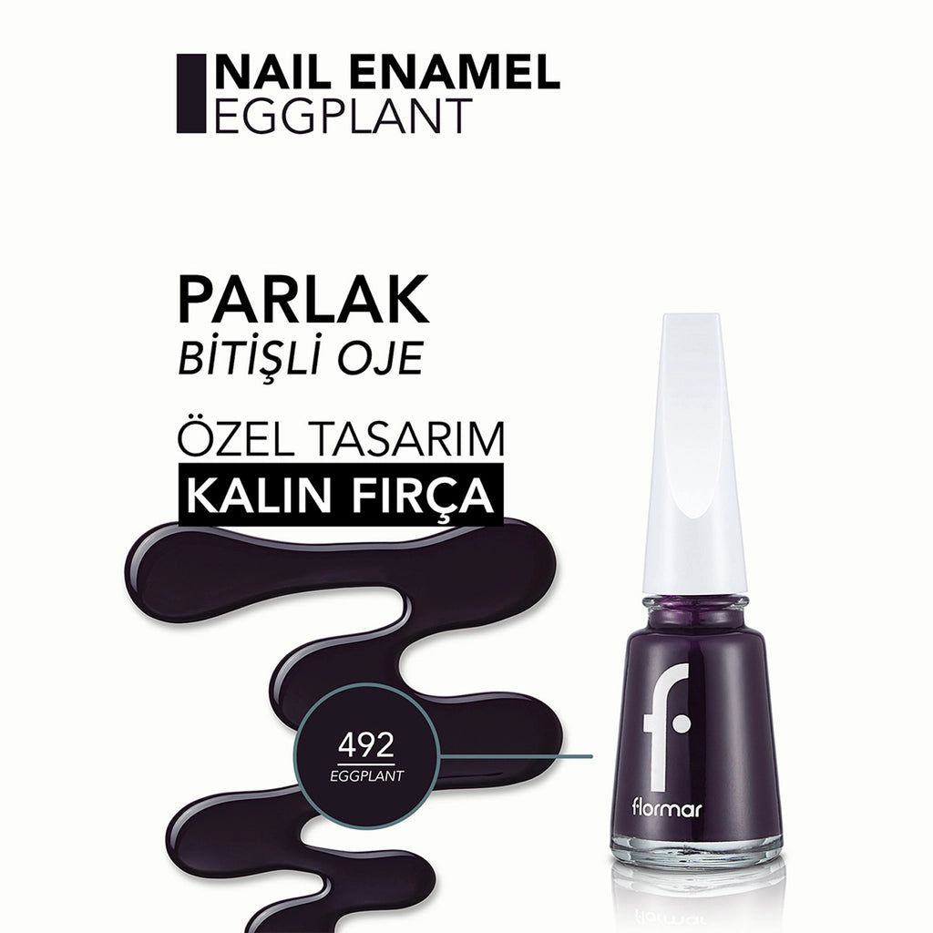 Flormar Nail Enamel Intensely Pigmented Nail Polish 492 Eggplant