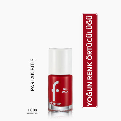 Flormar Full Color Extra Intense Pigmented Nail Polish FC08 Optimistic Red