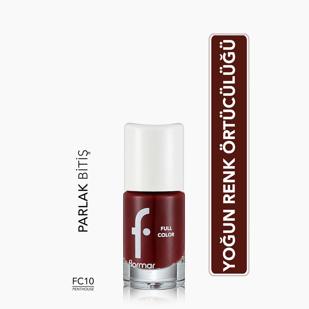 Flormar Full Color Extra Intense Pigmented Nail Polish FC08 Optimistic Red