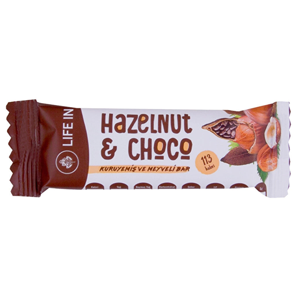Life In Hazelnut Cocoa Nuts and Fruit Bar 28 gr