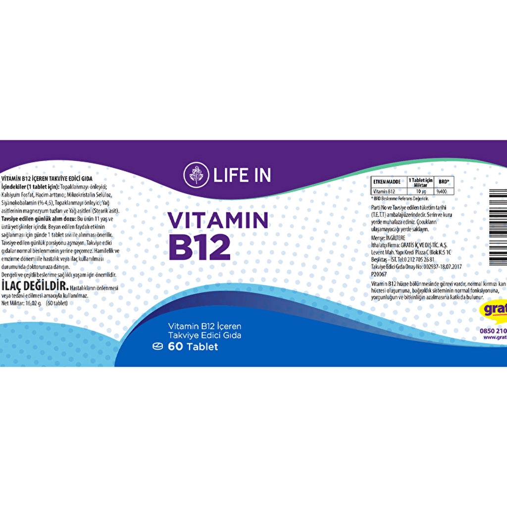 Life In B12 Vitamin 60 Tablets