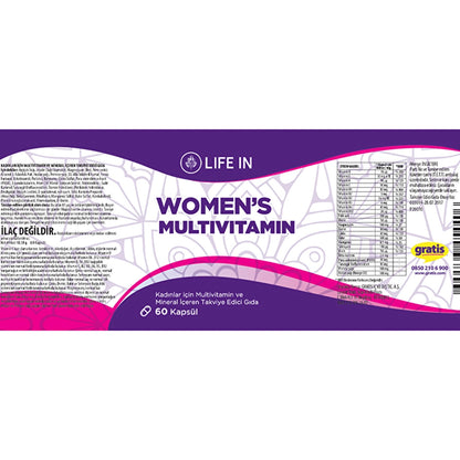 Life In Food Supplement Containing Multivitamins and Minerals for Women 60 Capsules