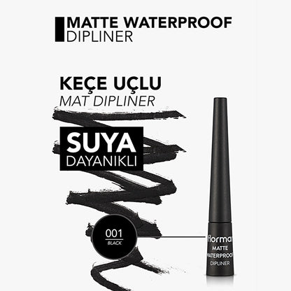 Flormar Matte Waterproof Intensely Pigmented and Matte Finish Dipliner 001 Black