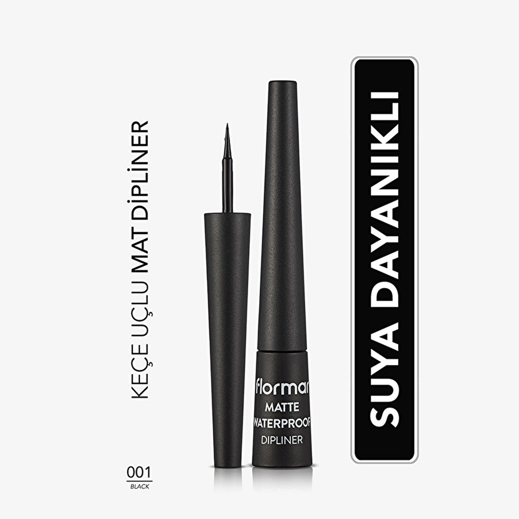 Flormar Matte Waterproof Intensely Pigmented and Matte Finish Dipliner 001 Black