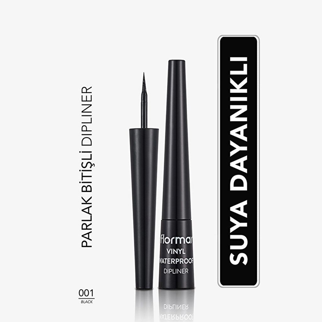 Flormar Vinyl Waterproof Intensely Pigmented and Shiny Finish Dipliner 001 Black