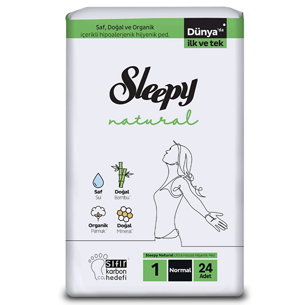 Sleepy Natural Super Eco Normal Hygienic Pads 24 Pieces (Size 1)