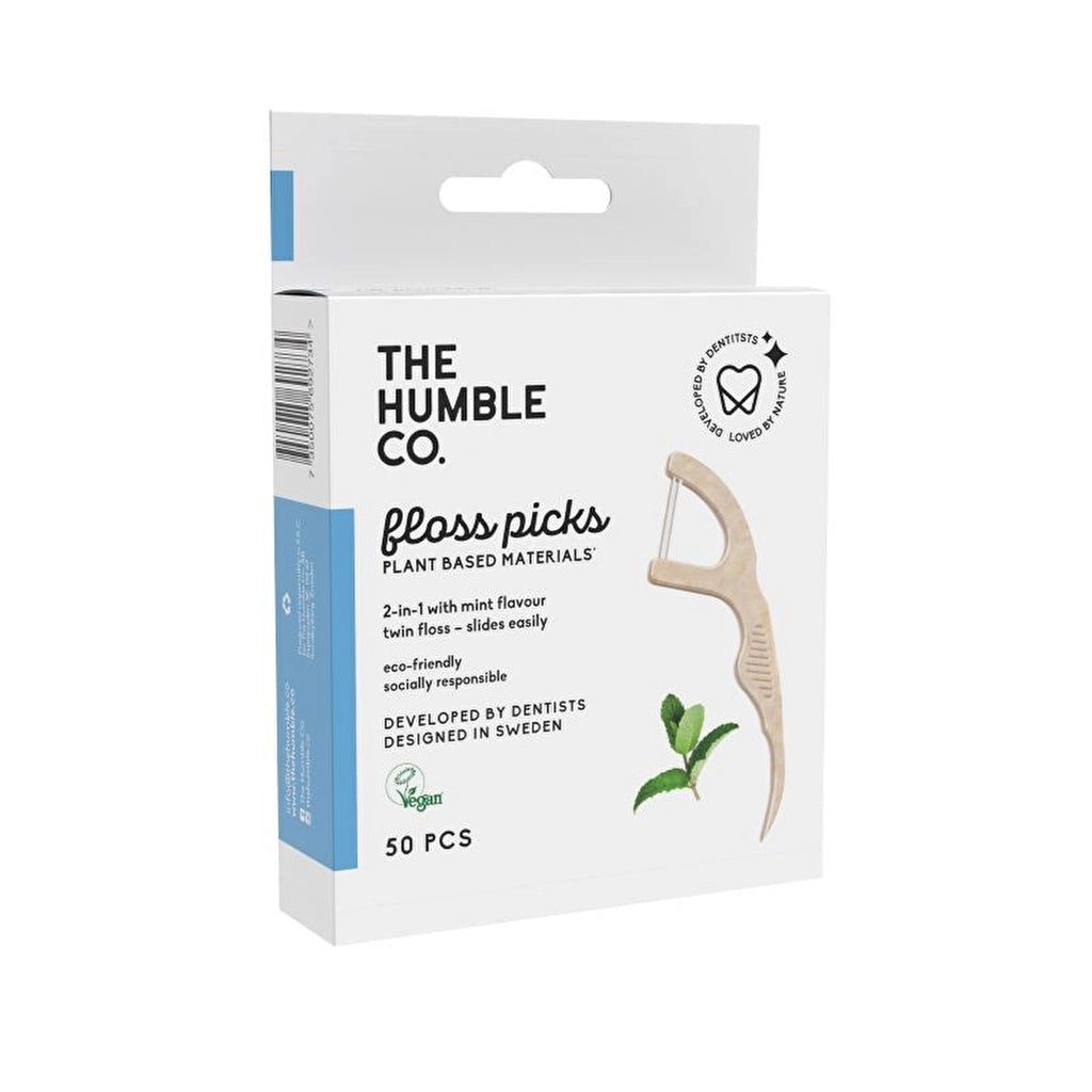 Humble Brush Floss Pick Toothpick Floss 50 Pack (Mint)