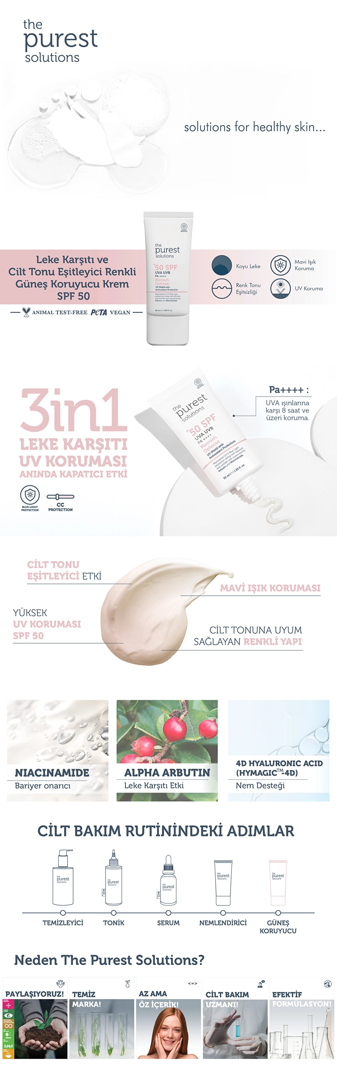 The Purest Solutions Antioxidant Supported Sun Cream for Blemished Skin 50+ SPF 50 ml
