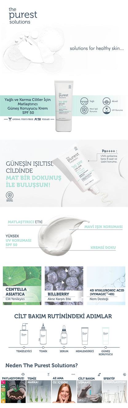The Purest Solutions Matte Finish Sunscreen for Oily Skin 50+ SPF 50 ml
