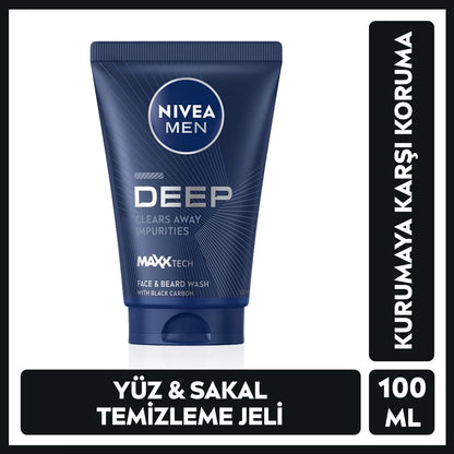 Nivea Men Deep Dimension Face and Beard Cleansing Gel 100 ml