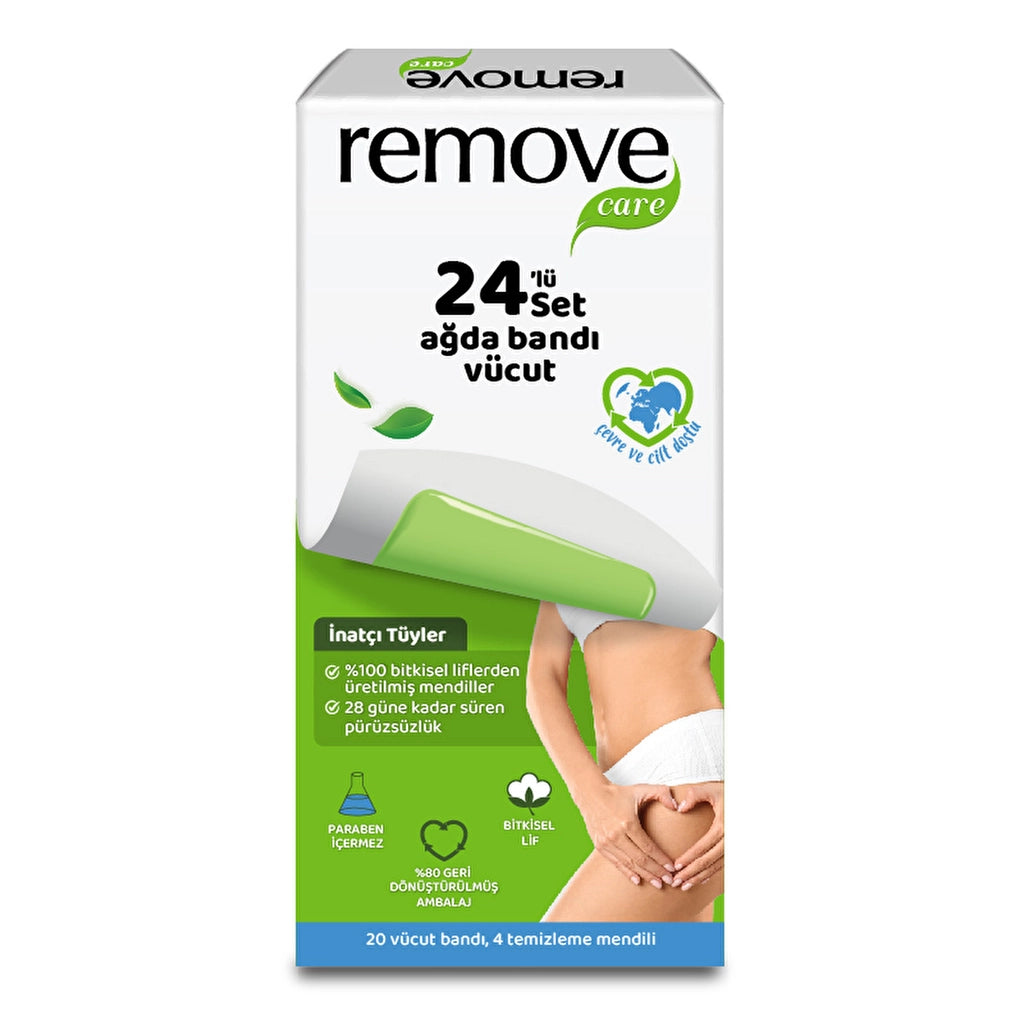 Remove Care Body Waxing Strip Stubborn and Thick Hair 24 Pack