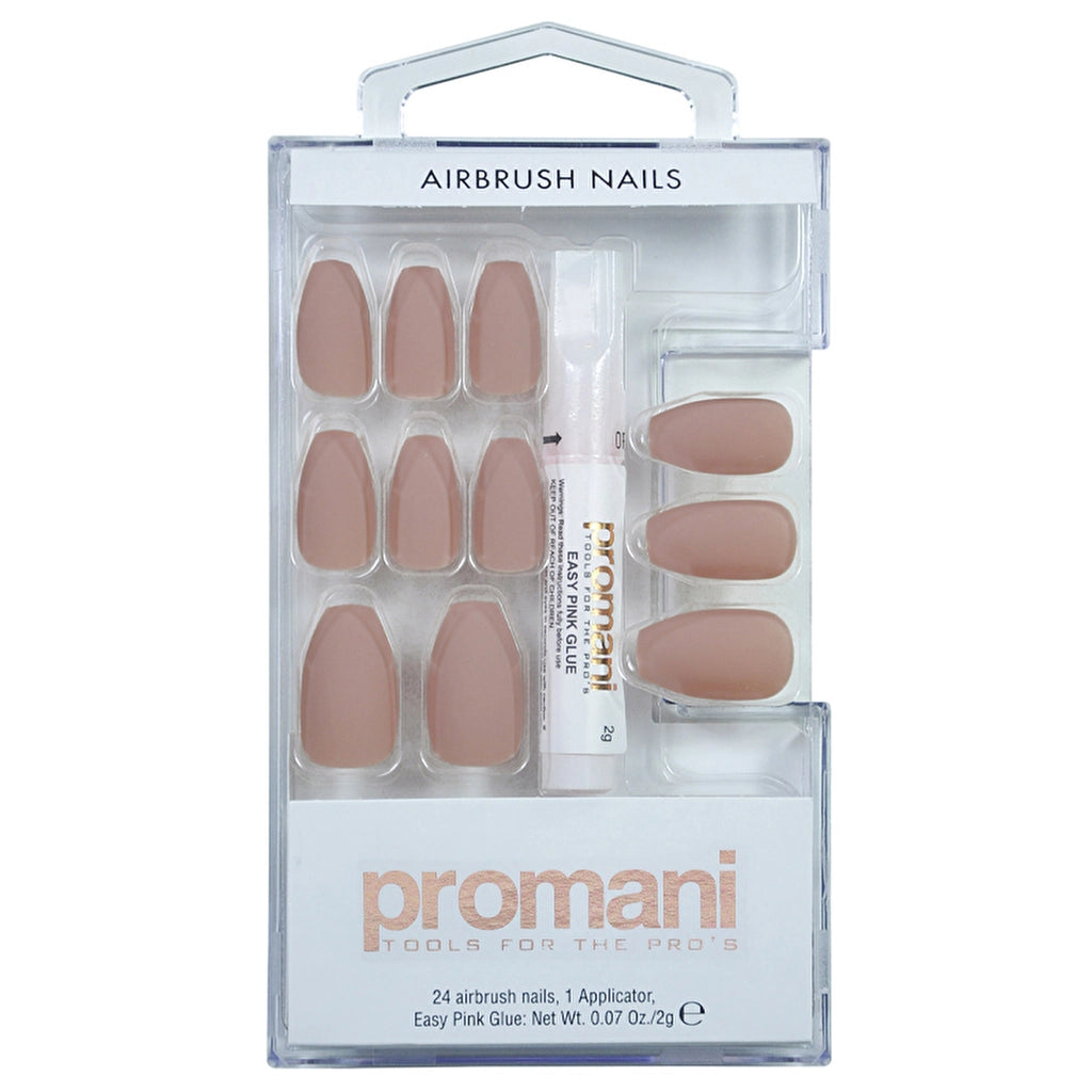 Promani Matte Fake Nails Kit Beige 24 Pcs