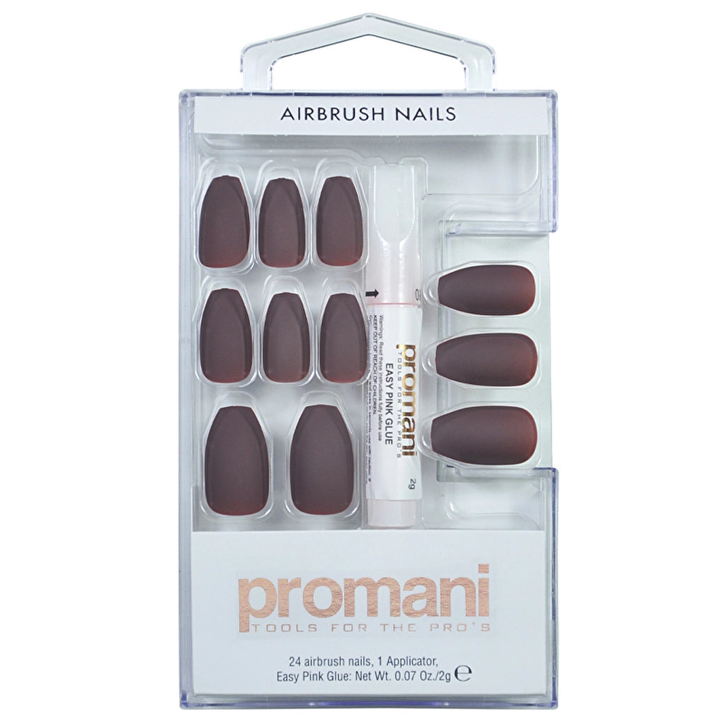 Promani Matte Fake Nails Kit Claret Red 24 Pcs
