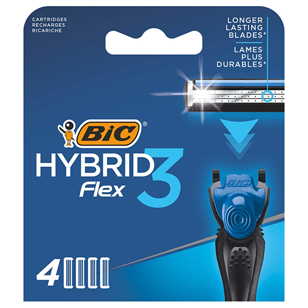 Bic Flex3 Hybrid 3 Blades 4 Replacement Cartridge Razor